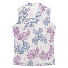 Lade das Bild in den Galerie-Viewer, Sleeveless Lapel Button-up Shirt Leaves, Patterns
