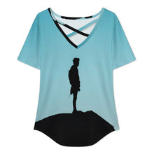 Lade das Bild in den Galerie-Viewer, Damen T-Shirt V-Ausschnitt &amp; Wickeloptik | Personalisiert
