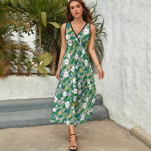 Lade das Bild in den Galerie-Viewer, Midi-Kleid mit Volant-Saum Gestalten | V-Ausschnitt &amp; Milchseide | S-5XL
