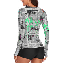 Lade das Bild in den Galerie-Viewer, Women's Long Sleeve T-Shirt Newspaper Graffiti
