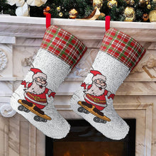 Lade das Bild in den Galerie-Viewer, Personalisierbarer Weihnachtssocke mit Pailletten | Nikolausstrumpf mit Foto
