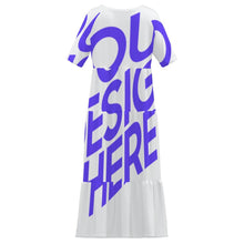 Lade das Bild in den Galerie-Viewer, Damen / Frauen Langes Kleid mit Rundhalsausschnitt und halblangen Ärmeln MWL784 mit Fotos Muster Text Logo selbst gestalten und bedrucken
