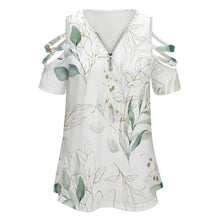 Lade das Bild in den Galerie-Viewer, Personalisierbares Tunic Top mit Reißverschluss – Cold Shoulder Oberteil Damen
