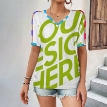 Lade das Bild in den Galerie-Viewer, Multi-Image-Design Damen / Frauen  Schulterfreies Kurzarm-Kleid T-shirt LM077 mit Foto Design Motiv Text selbst gestalten und bedrucken (Simple Design)
