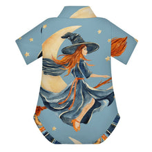 Lade das Bild in den Galerie-Viewer, Short-sleeved Polo Shirt Witches, Flights, Moons, Broomsticks
