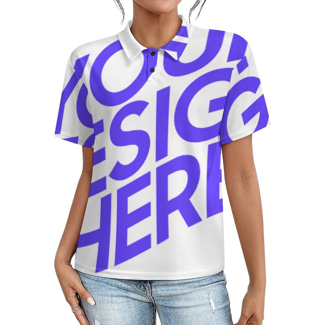 Einzelbilddruck Damen / Frauen POLO Shirt mit gerader Schulter und Knopfleiste LTPL22 mit Fotos Muster Text Logo selbst gestalten und bedrucken