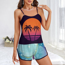 Lade das Bild in den Galerie-Viewer, Personalisierter Damen Pyjama aus Eisseide | Shorty Set mit Foto gestalten
