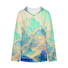 Lade das Bild in den Galerie-Viewer, V-neck Button-up Sweater Blue Mountains, Scenery
