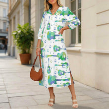 Lade das Bild in den Galerie-Viewer, Collar Shirt Long Skirt Guitar, Music, Notes, Green

