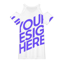 Lade das Bild in den Galerie-Viewer, Einzelbild-Design Damen / Frauen V Ausschnitt T Shirt Kleid mit CUT-OUT am Ärmel ANQ mit Foto Design Motiv Text selbst gestalten und bedrucken (Simple Design)
