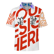 Lade das Bild in den Galerie-Viewer, Multi-Image-Design Herren Kurzarmhemd mit Revers und doppelter Pattentasche LM056 mit Ihrem Design Motiv Foto Text selbst gestalten und bedrucken
