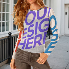 Lade das Bild in den Galerie-Viewer, Multi-Image-Druck Damen / Frauen Langärmeliges Mesh T-Shirt SDS2504 mit Foto Design Motiv Text selbst gestalten und bedrucken
