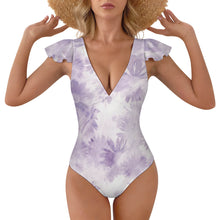 Lade das Bild in den Galerie-Viewer, Einzelbilddruck Damen / Frauen Rüschenärmeln One-piece Swimsuit Badeanzug mit V-Ausschnitt 294340 mit Foto selbst gestalten und bedrucken
