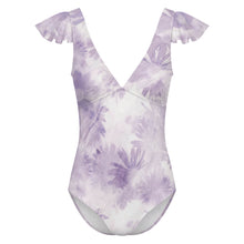 Lade das Bild in den Galerie-Viewer, Einzelbilddruck Damen / Frauen Rüschenärmeln One-piece Swimsuit Badeanzug mit V-Ausschnitt 294340 mit Foto selbst gestalten und bedrucken
