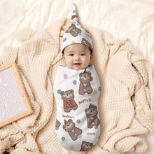 Lade das Bild in den Galerie-Viewer, Personalisiertes Baby-Puckset aus Baumwolle mit Mütze
