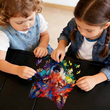 Lade das Bild in den Galerie-Viewer, Unregelmäßiges Holzpuzzles (Wolfskopfform) JJ0533027 mit Fotos Muster Text selbst gestalten und bedrucken
