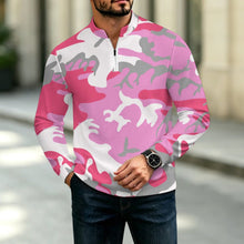 Lade das Bild in den Galerie-Viewer, Standing Collar Long-sleeved Pullover Pink Camouflage
