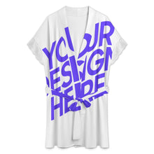 Lade das Bild in den Galerie-Viewer, Einzelbild-Design Damen/Frauen Kurzärmeliger Bademantel Pyjama mit Gürtel und Spitzenbesatz SDS2517 mit Foto Design Motiv Text selbst gestalten und bedrucken
