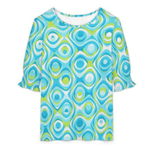 Lade das Bild in den Galerie-Viewer, Sleeveless T-shirt with A Cut-out Design Aqua Blue, Swirling, Abstract
