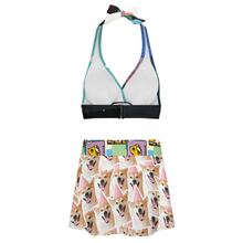 Lade das Bild in den Galerie-Viewer, Multi-Image-Druck Damen / Frauen Zweiteiliger Badeanzug mit Schnürung und Minirock (Schlitz) 308977 mit Fotos Muster Text Logo selbst gestalten und bedrucken

