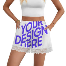 Lade das Bild in den Galerie-Viewer, Einzelbilddruck Damen / Frauen kurze Pyjamahose mit Spitzenbesatz SDS2516 mit Fotos Muster Text Logo selbst gestalten und bedrucken
