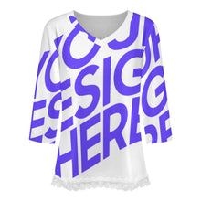 Lade das Bild in den Galerie-Viewer, Einzelbilddruck Damen / Frauen V-Ausschnitt T-Shirt mit Spitzenbesatz und halblangen Ärmeln SDS2513 mit Foto Design Motiv Text selbst gestalten und bedrucken
