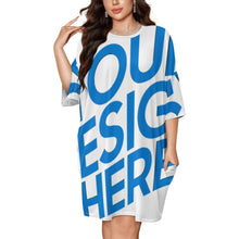 Lade das Bild in den Galerie-Viewer, Einzelbilddruck Damen / Frauen Eisseide Lockeres Große Größe T-Shirt Home Kurzarm Pyjama Nachthemd LM475 mit Fotos Muster Text Logo selbst gestalten und bedrucken
