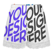 Lade das Bild in den Galerie-Viewer, Multi-Image-Druck Damen / Frauen kurze Pyjamahose mit Spitzenbesatz SDS2516 mit Fotos Muster Text Logo selbst gestalten und bedrucken
