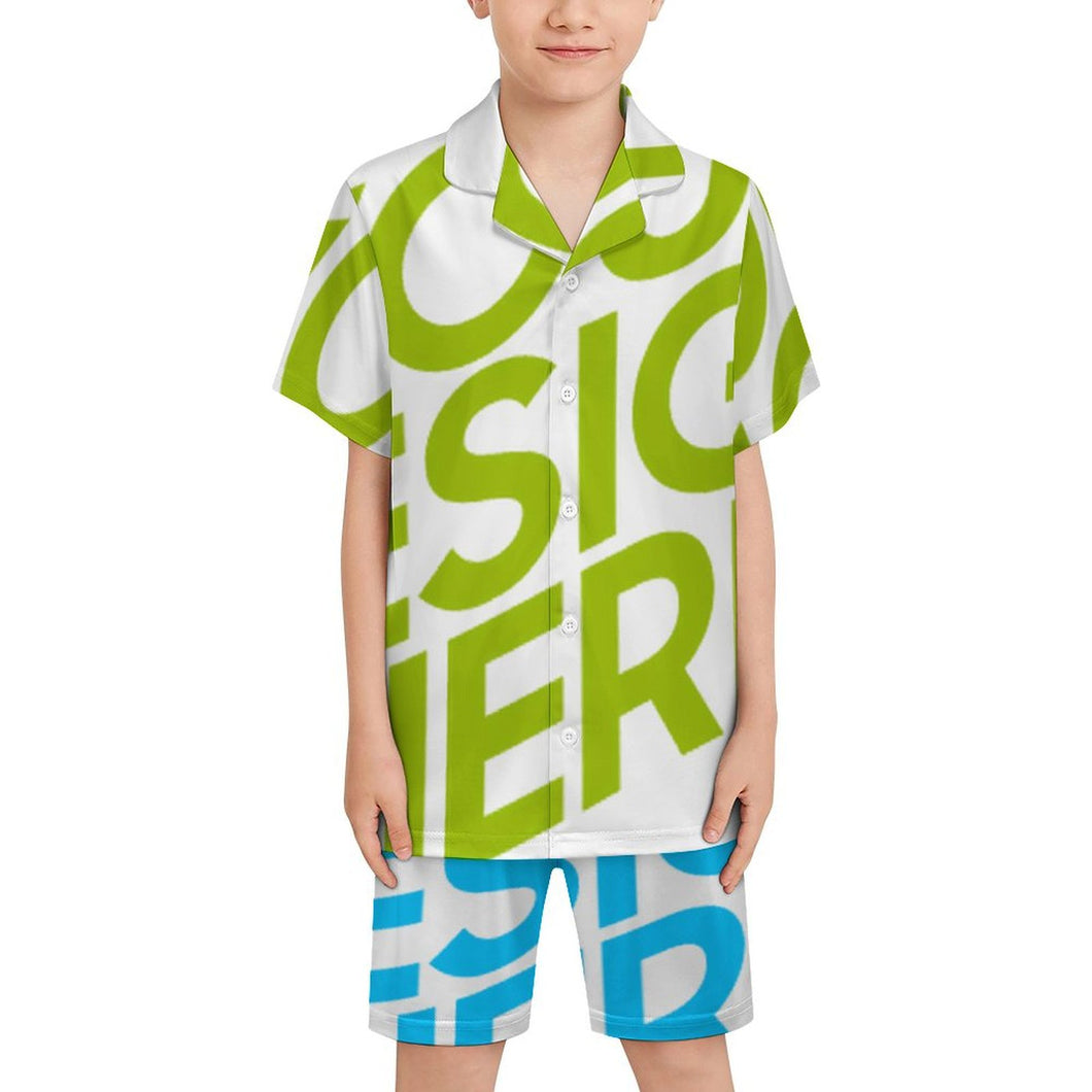 Einzelbild-Design Kinder mit kubanischem Kragen Pyjama Set LM131 mit Foto Design Motiv Text selbst gestalten und bedrucken (Simple Design)