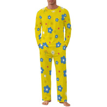 Lade das Bild in den Galerie-Viewer, Shoulder Long Sleeved Pajama Set Yellow, Flower Background
