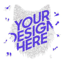 Lade das Bild in den Galerie-Viewer, Unregelmäßiges Holzpuzzles (Wolfskopfform) JJ0533027 mit Fotos Muster Text selbst gestalten und bedrucken
