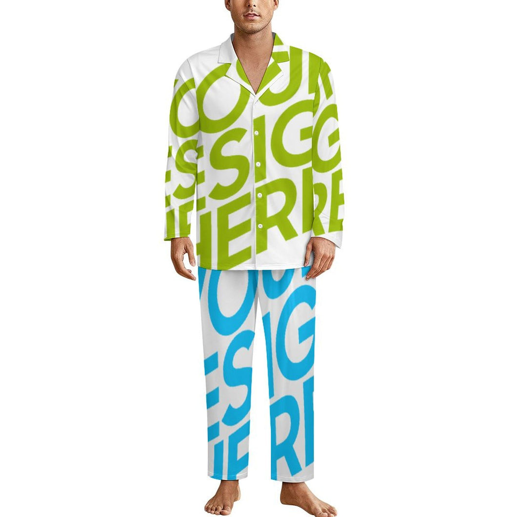 Einzelbilddruck Herren Schlafanzug Pajama LM092 in langer Form 2-tlg. mit Fotos Muster Text Logo selbst gestalten und bedrucken