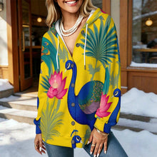 Lade das Bild in den Galerie-Viewer, Hooded Long-sleeved Sweater Peacock, Lotus
