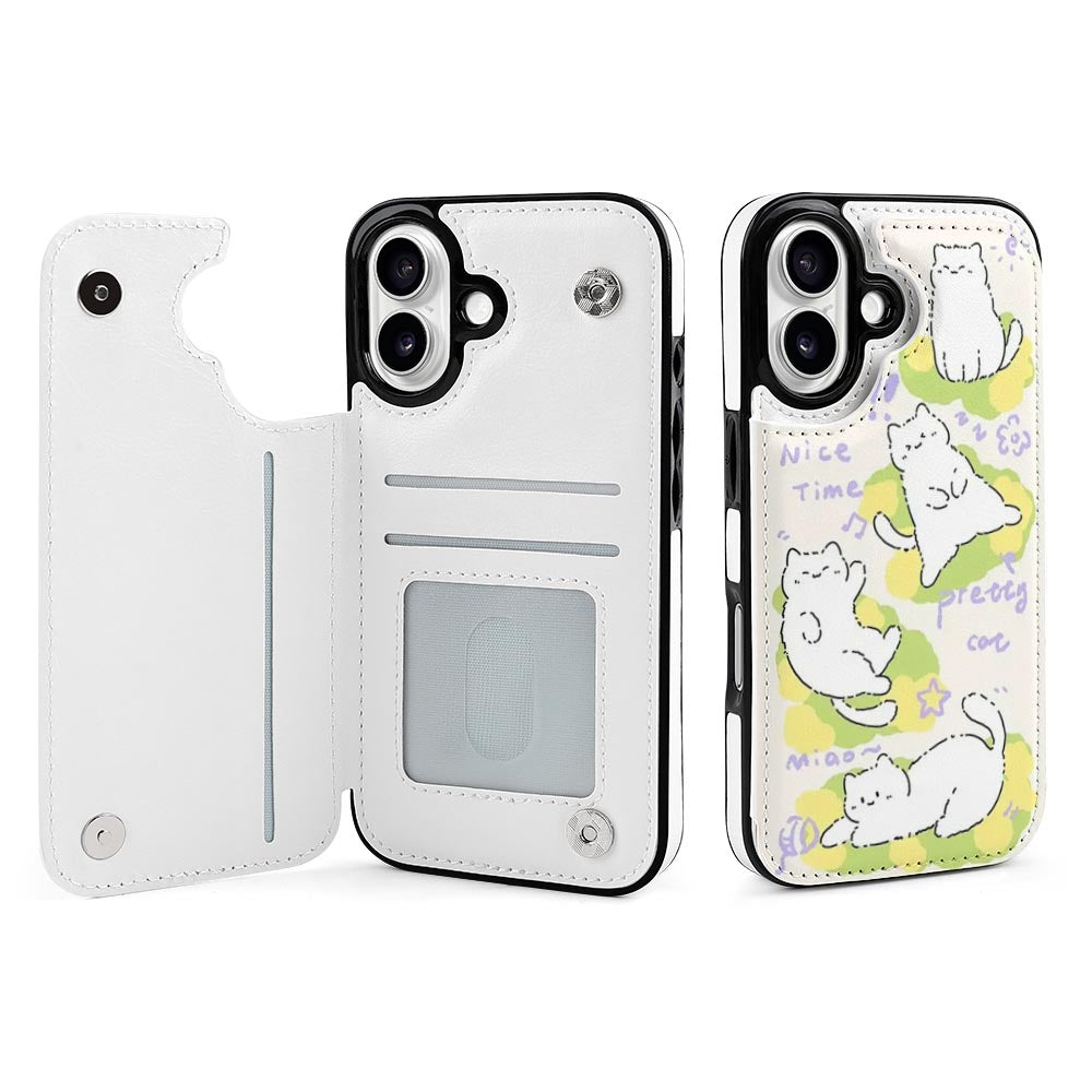 TPU Leder Apple iPhone 16 Handyhülle Serie Business Handytasche Kartenfach  Schutzhülle mit Standfunktion zum Aufklappen aufstellbar Etui mit Foto 