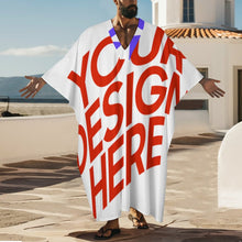 Lade das Bild in den Galerie-Viewer, Multi-Image-Druck Herren / Männer Morgenmantel Pyjama mit V-Ausschnitt und Schmetterlingsärmeln YKL01 mit Foto Design Motiv Text selbst gestalten und bedrucken
