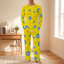 Lade das Bild in den Galerie-Viewer, Shoulder Long Sleeved Pajama Set Yellow, Flower Background
