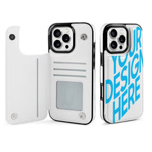 Lade das Bild in den Galerie-Viewer, TPU Leder Apple iPhone 16 Handyhülle Serie Business Handytasche Kartenfach Schutzhülle mit Standfunktion zum Aufklappen aufstellbar Etui mit Foto Design Motiv Text selbst gestalten und bedrucken
