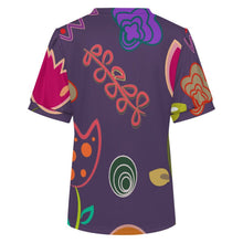Lade das Bild in den Galerie-Viewer, Damen V-Ausschnitt T-Shirt mit Puff-Ärmeln aus strukturiertem Small-Rib mit individuellem Druck
