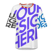 Lade das Bild in den Galerie-Viewer, Locker geschnittenes T-Shirt mit überschnittenen Schultern und mittellangen Ärmeln S28T mit Foto Design Motiv Text selbst gestalten und bedrucken
