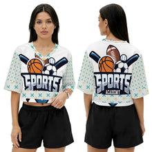 Lade das Bild in den Galerie-Viewer, Personalisiertes Damen-Sporttrikot mit Crop-Schnitt und V-Ausschnitt
