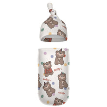 Lade das Bild in den Galerie-Viewer, Personalisiertes Baby-Puckset aus Baumwolle mit Mütze
