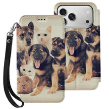 Lade das Bild in den Galerie-Viewer, Personalisiertes iPhone 17 Leder Flip-Case mit Kartenfach und Lanyard
