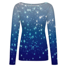 Lade das Bild in den Galerie-Viewer, Big Round Neck Long Sleeved Shirt Stars, Blue, Gradients

