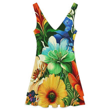 Lade das Bild in den Galerie-Viewer, V-neck Sleeveless Double Layered Ruffled Skirt Vintage, Floral
