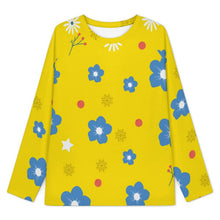Lade das Bild in den Galerie-Viewer, Shoulder Long Sleeved Pajama Set Yellow, Flower Background

