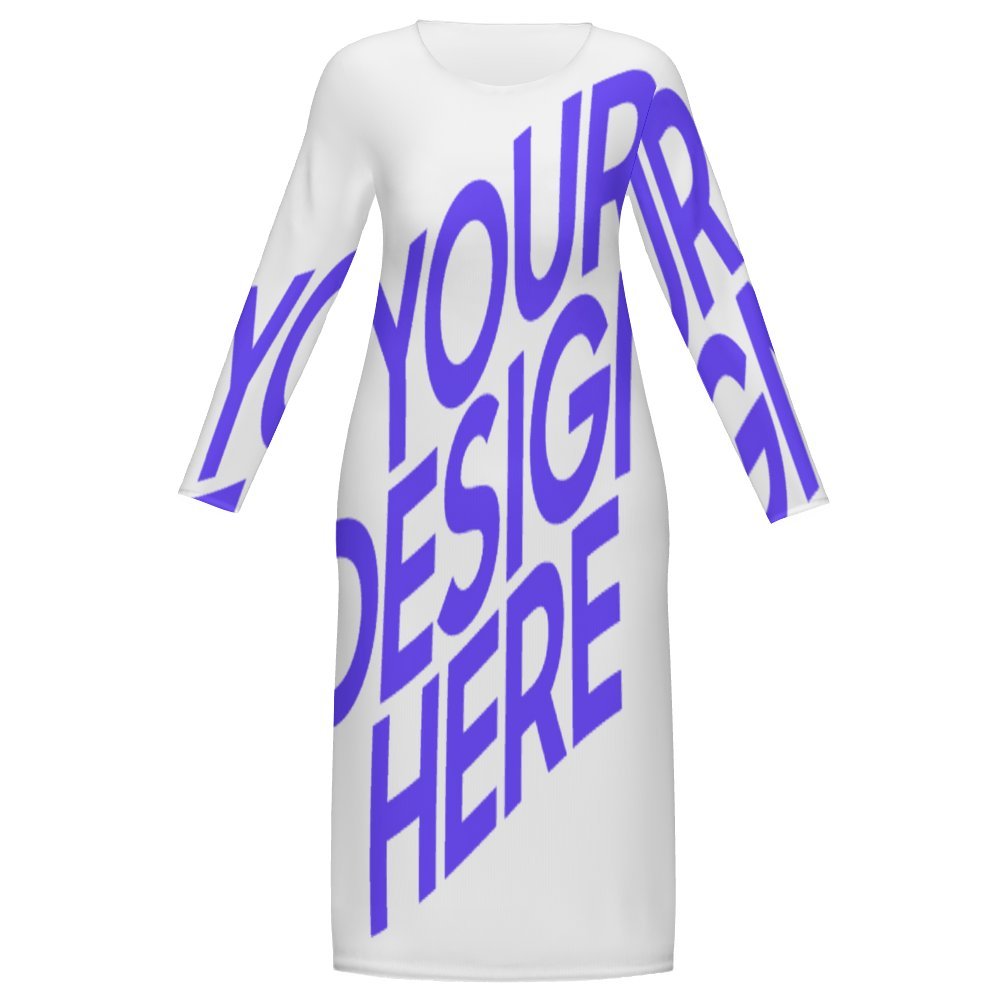 Langärmeliges Kleid CRQ mit Foto Design Motiv Text selbst gestalten und bedrucken (Simple Design)