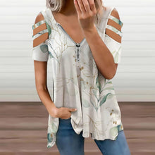 Lade das Bild in den Galerie-Viewer, Personalisierbares Tunic Top mit Reißverschluss – Cold Shoulder Oberteil Damen
