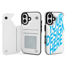 Lade das Bild in den Galerie-Viewer, TPU Leder Apple iPhone 16 Handyhülle Serie Business Handytasche Kartenfach Schutzhülle mit Standfunktion zum Aufklappen aufstellbar Etui mit Foto Design Motiv Text selbst gestalten und bedrucken

