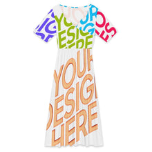 Lade das Bild in den Galerie-Viewer, Multi-Image-Design Damen / Frauen Sommer Maxikleid mit Blütenblattausschnitt F31Q mit Foto Design Motiv Text selbst gestalten und bedrucken (Simple Design)
