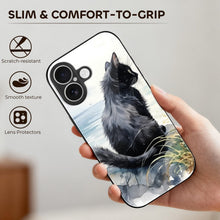 Lade das Bild in den Galerie-Viewer, Mobile Phone Case for Apple IPhone 18 Black Cat, Back, Watercolor, Natural Style IPhone 18
